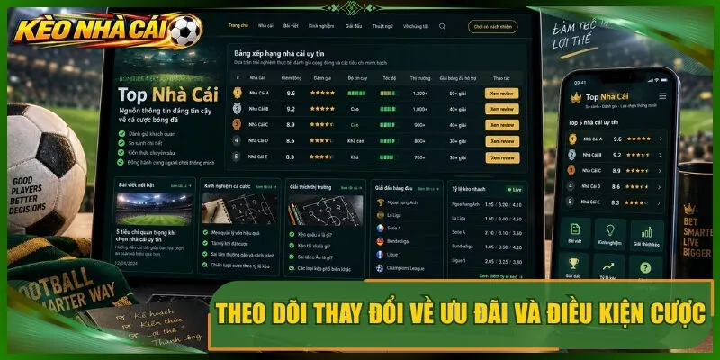 Theo dõi thay đổi về ưu đãi và điều kiện cược 