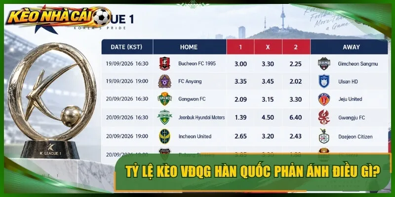 Tỷ lệ kèo vđqg hàn quốc phản ánh điều gì?